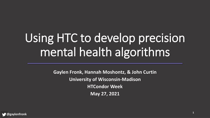 using htc to develop precision using n.w