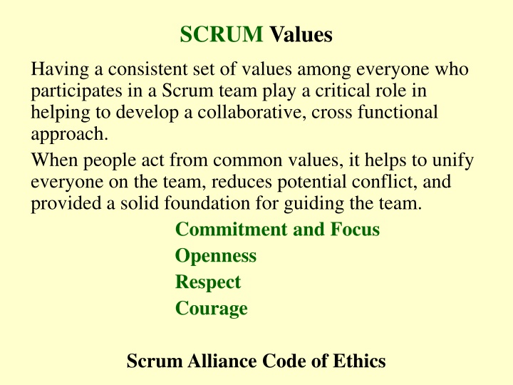scrum values n.w