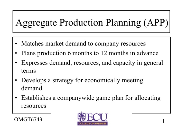 aggregate production planning app n.w