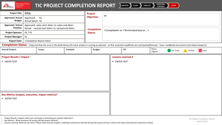 tic project completion report n.w