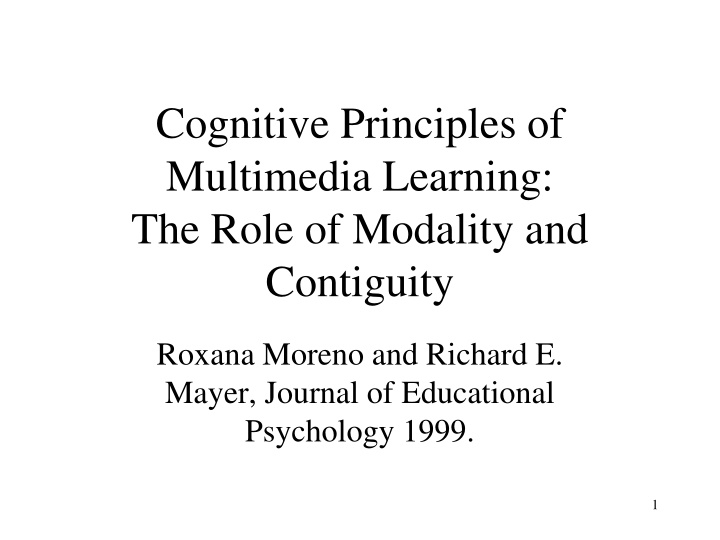 cognitive principles of multimedia learning n.w