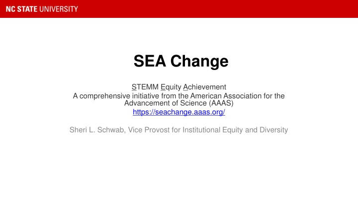 SEA Change Initiative for DEI in STEMM at NC State