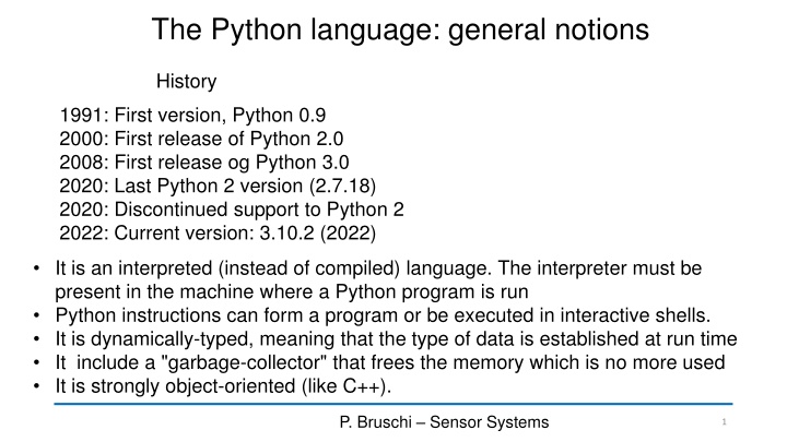the python language general notions n.w