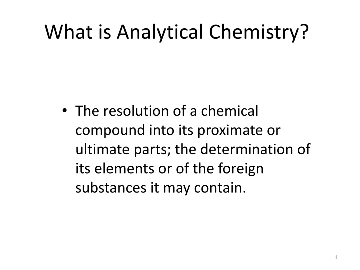what is analytical chemistry n.w