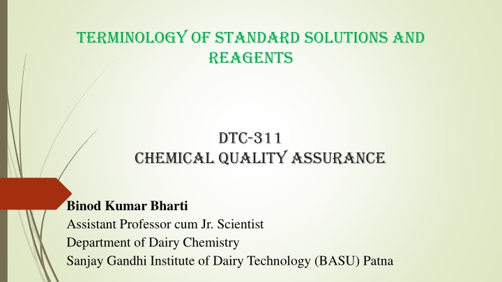 terminology of standard solutions and reagents n.w