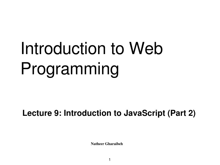 introduction to web programming n.w