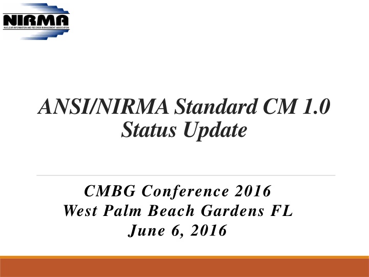 ansi nirma standard cm 1 0 status update n.w