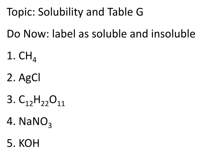 topic solubility and table g n.w