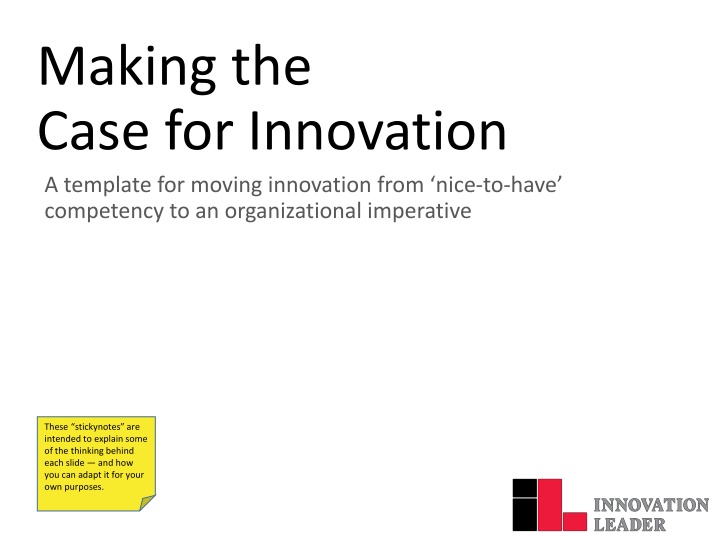 making the case for innovation a template n.w