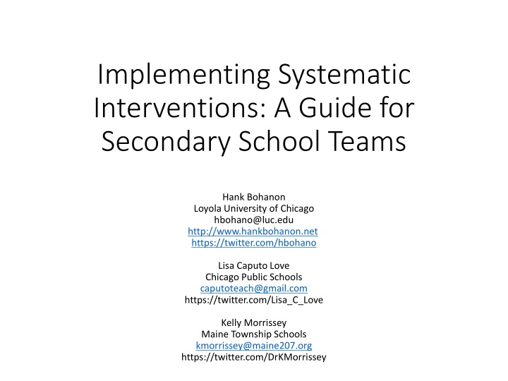 implementing systematic interventions a guide n.w