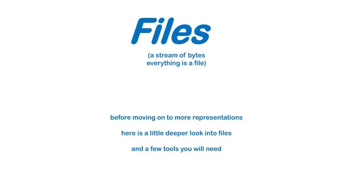 files files a stream of bytes everything is a file n.w