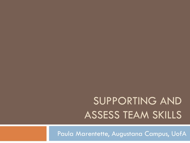 supporting and assess team skills n.w