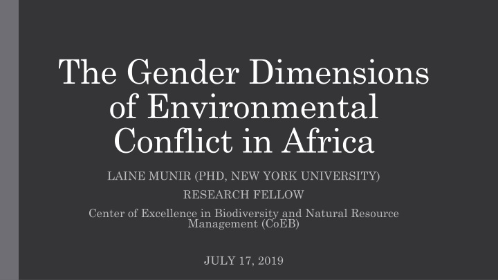 the gender dimensions of environmental conflict n.w