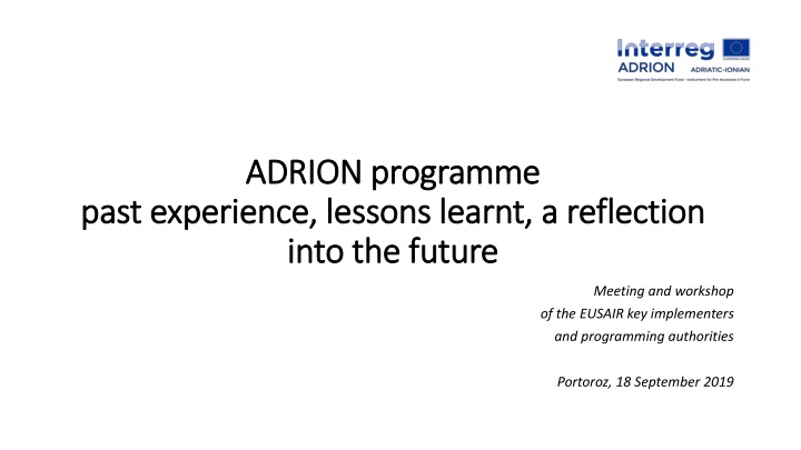 adrion programme adrion programme n.w