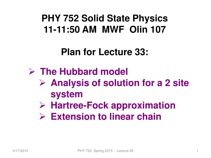 phy 752 solid state physics 11 11 50 am mwf olin n.w