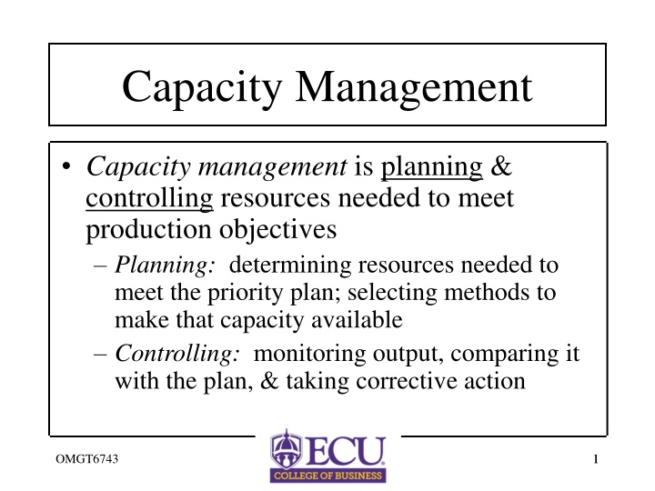 capacity management n.w