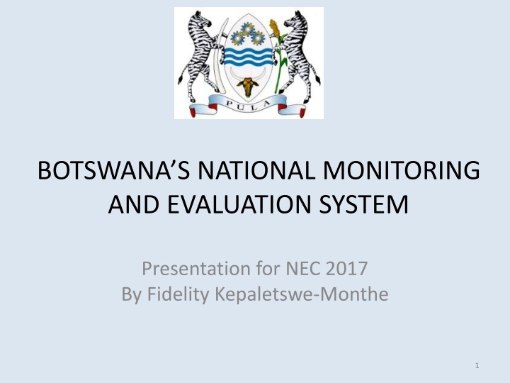 botswana s national monitoring and evaluation n.w