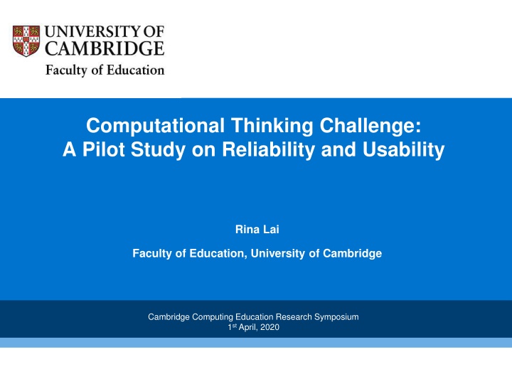 computational thinking challenge a pilot study n.w