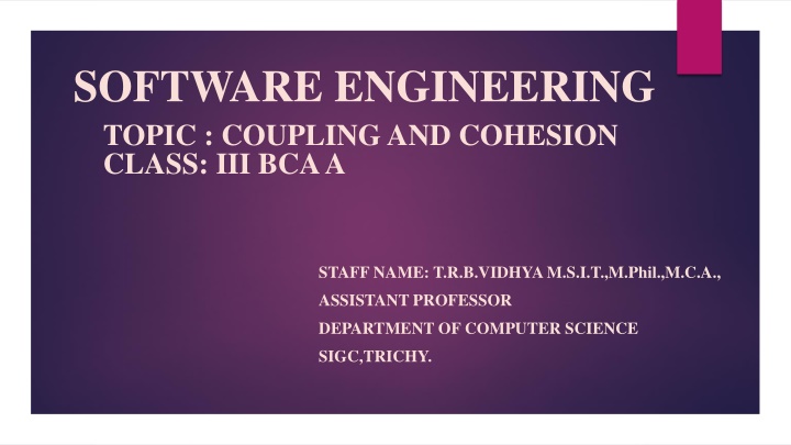 software engineering topic coupling and cohesion n.w