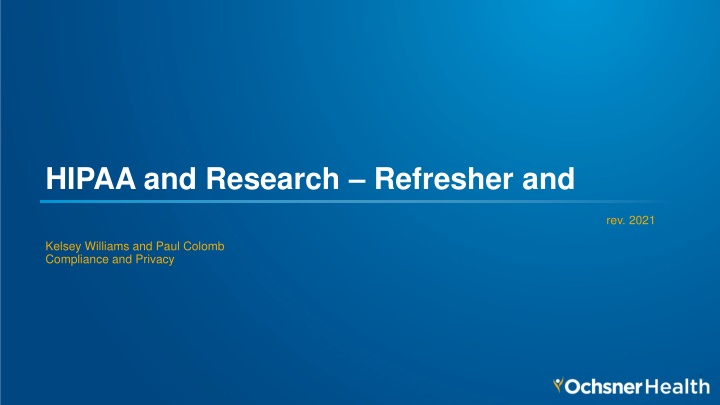hipaa and research refresher and n.w