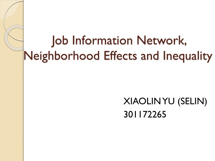 job information network neighborhood effects n.w