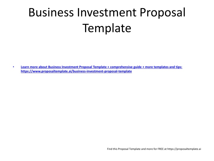 business investment proposal template n.w