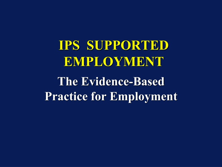 ips supported employment the evidence based n.w