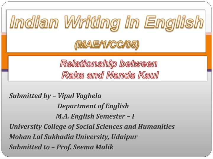 submitted by vipul vaghela department of english n.w