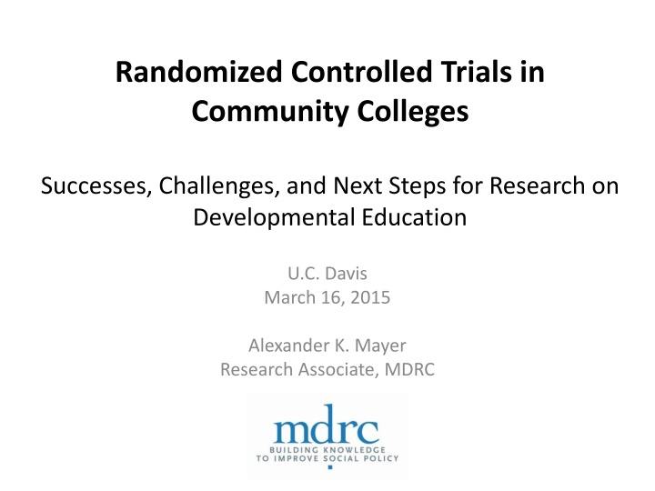 randomized controlled trials in community colleges n.w