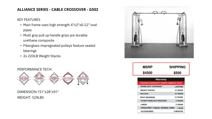 alliance series cable crossover g502 n.w