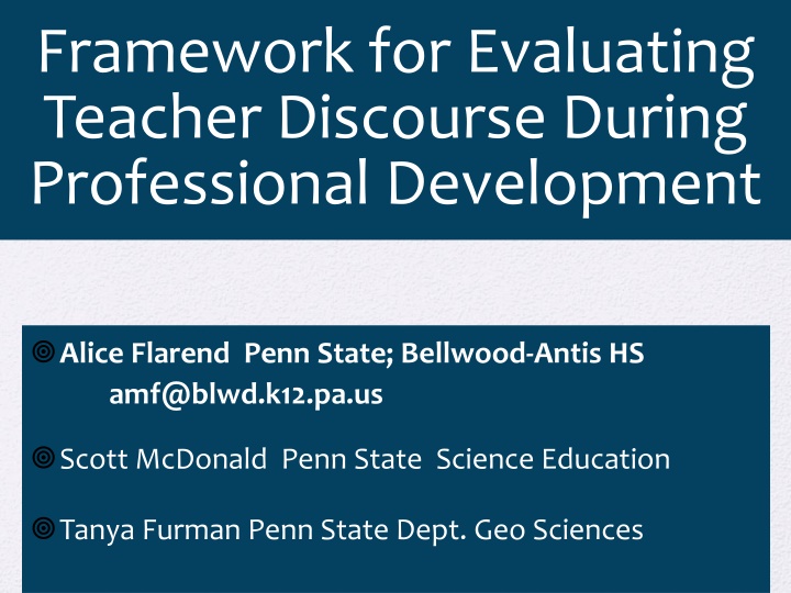 framework for evaluating teacher discourse during n.w