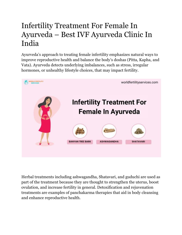 infertility treatment for female in ayurveda best n.w