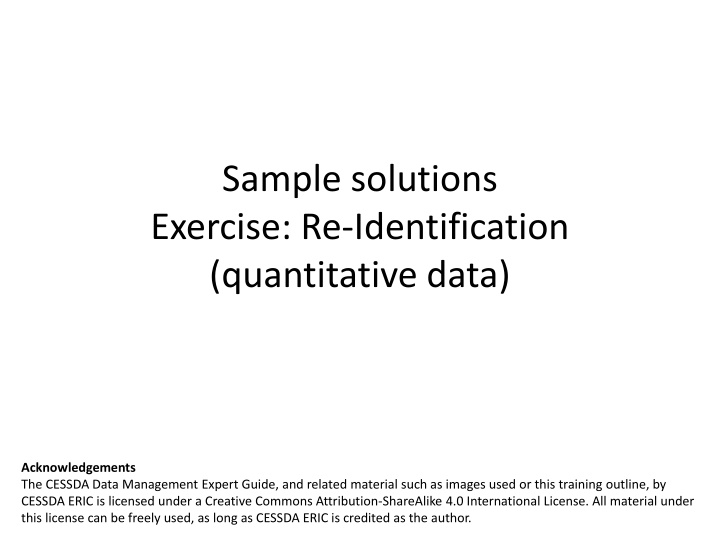 sample solutions exercise re identification n.w