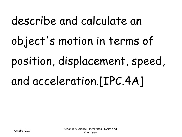 describe and calculate an object s motion n.w