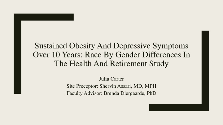 sustained obesity and depressive symptoms over n.w