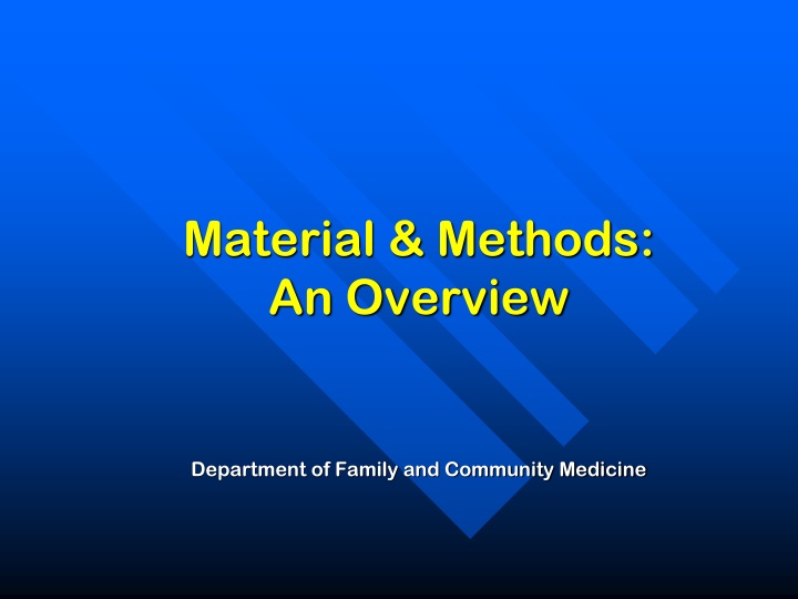 material methods an overview n.w