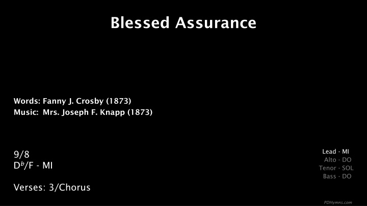 blessed assurance n.w