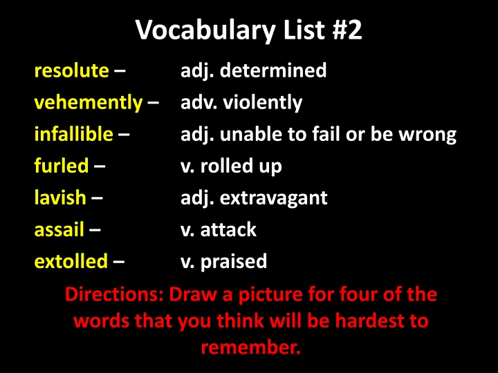 vocabulary list 2 n.w