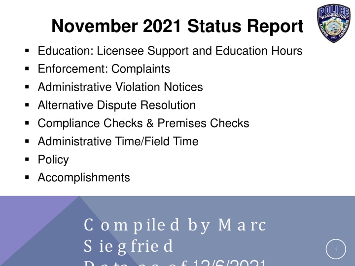 november 2021 status report n.w