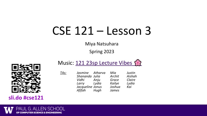 cse 121 lesson 3 n.w
