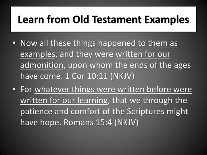 learn from old testament examples n.w