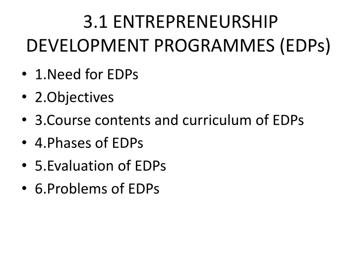 3 1 entrepreneurship development programmes edps n.w