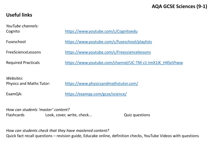 aqa gcse sciences 9 1 n.w