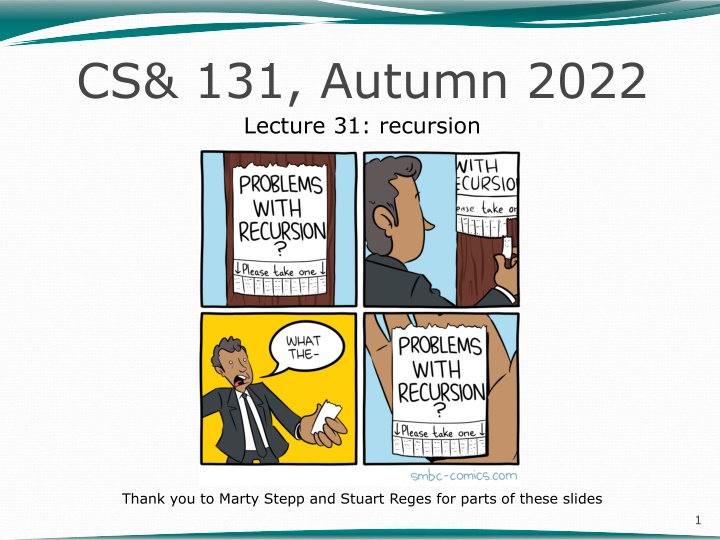 cs 131 autumn 2022 lecture 31 recursion n.w