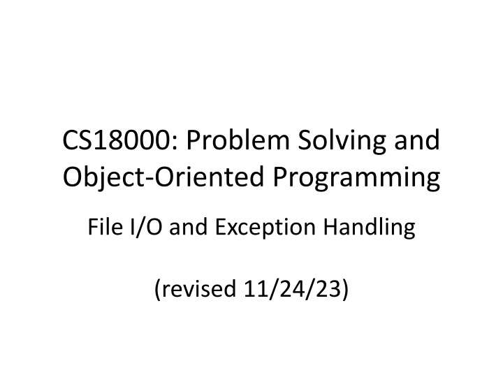 cs18000 problem solving and object oriented n.w