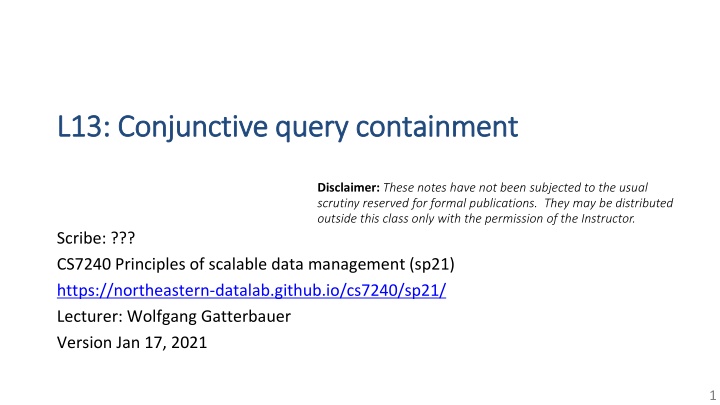 l13 conjunctive query containment l13 conjunctive n.w