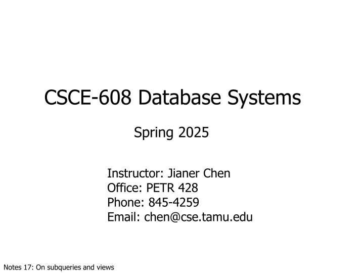 csce 608 database systems n.w