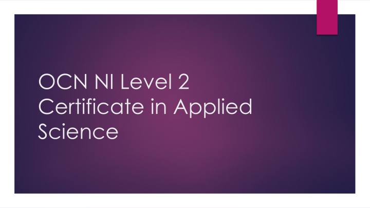 ocn ni level 2 certificate in applied science n.w
