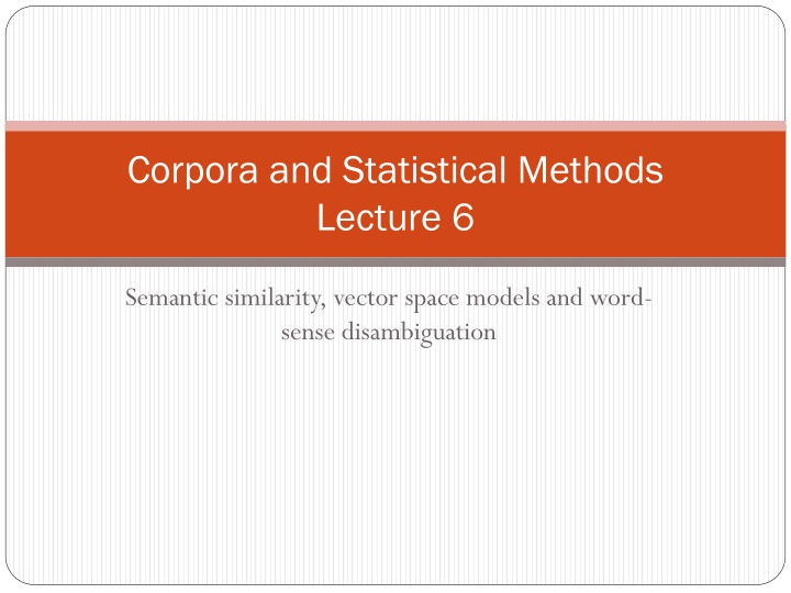 corpora and statistical methods lecture 6 n.w