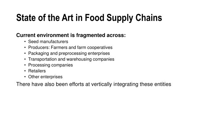 state of the art in food supply chains n.w